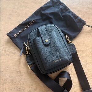 Bandolier Black Belt Bag with Gold Accents